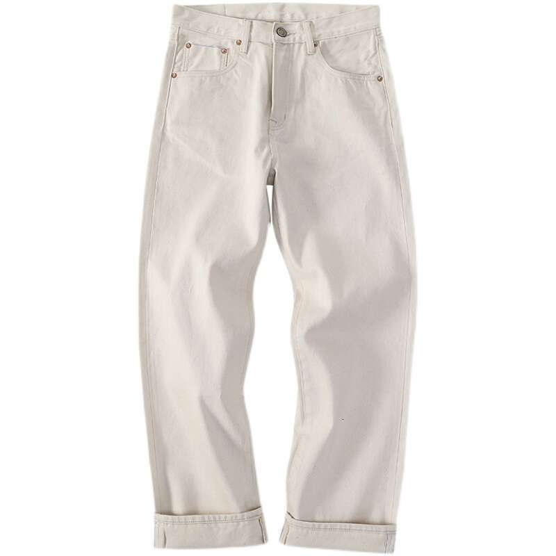 Men White Jeans For Seedge Denim Mid Waist Pants Workwear Trend 2023