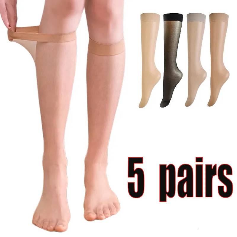 5pair=10pcs Women Ultra-thin Nylon Stockings Transparent Elasticity Ladies Knee Socks High Quality Long Socks for Girls Stocking 241031