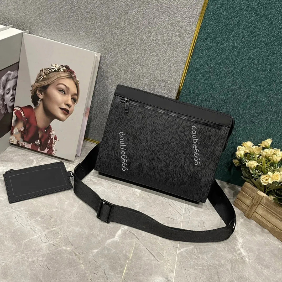 2 pcs set MESSENGER bag Mens Sling Bags Pochette Handbag Front Metal Letters with Nylong Strap Designers Luxury cowhide Leather Cross Body Bag shoulderbag