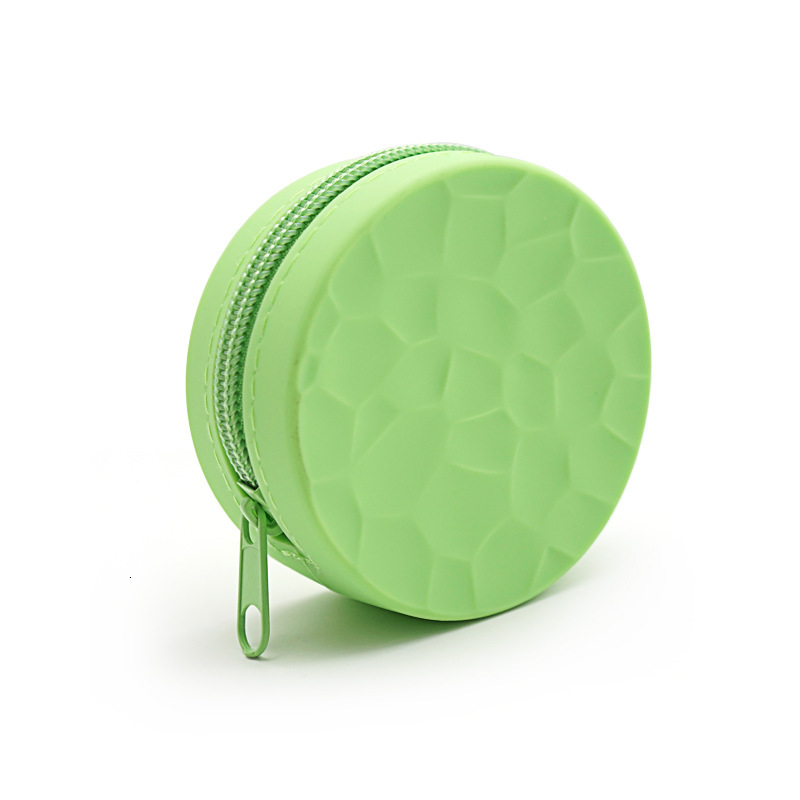New designer's minimalist silicone wallet, circular headphone storage bag, data cable, coin box, mini wallet that can be printed