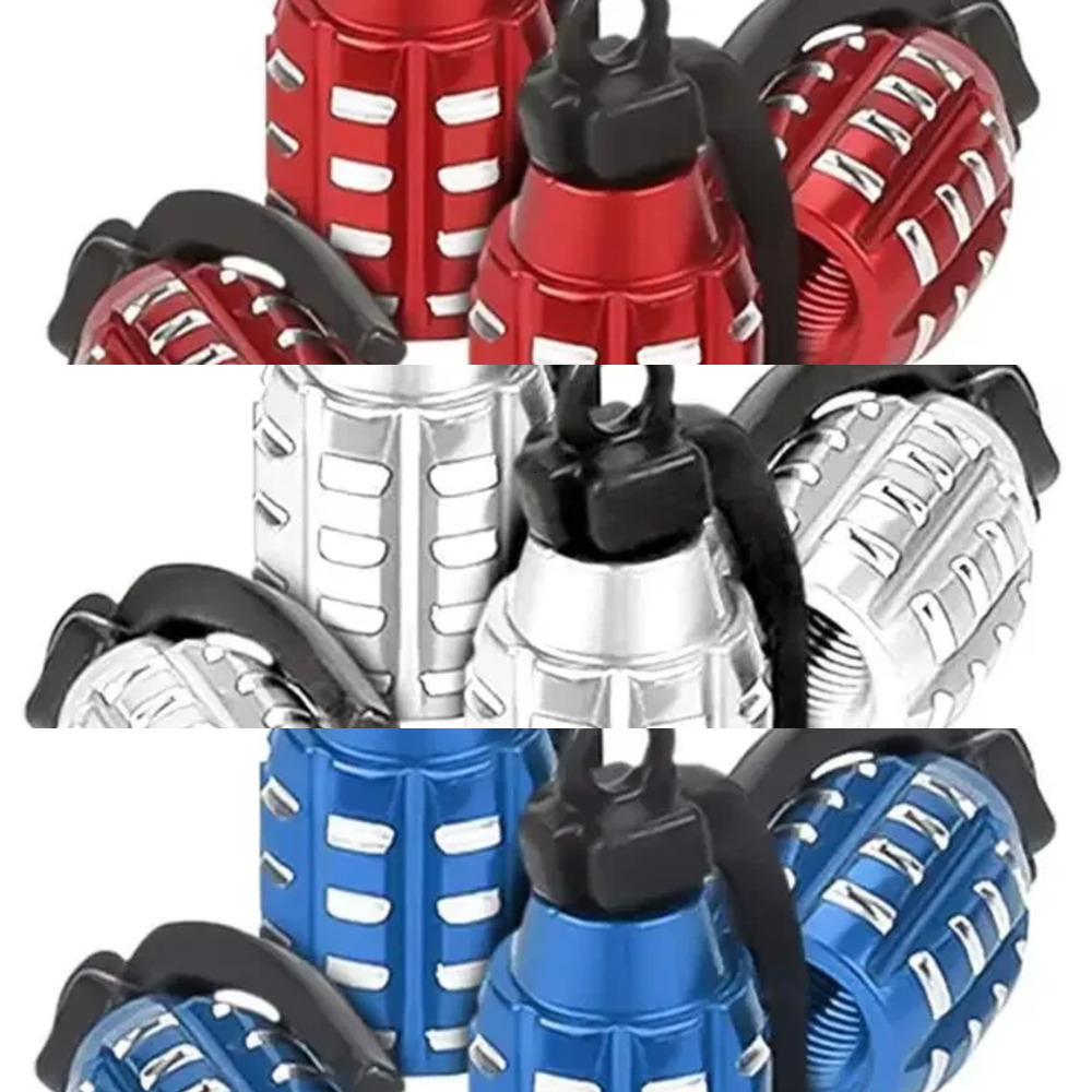 New 4Pcs Aluminum Car Grenade Alloy Tyre Cover Air Dust Tire Truck Bike Wheel Rim Vae Stem Cap
