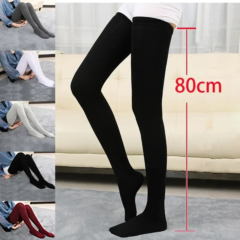 Autumn and Winter Warm 80cm Knee Socks Women Cotton Thigh High Over The Knee Stockings Ladies Girls Long Stocking Sexy High Sock 241031