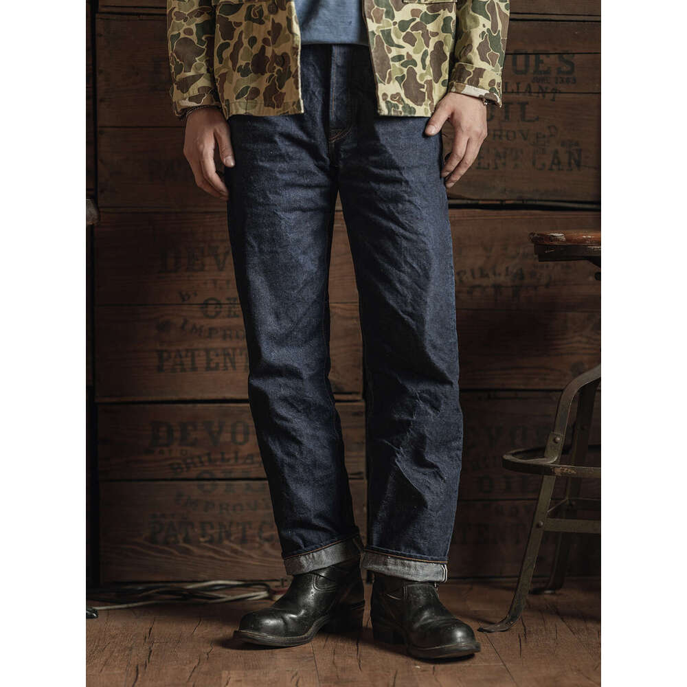 Bronson 47801Xx Jeans Rigid Straight Fit Men Red Workwear Raw Denim Trousers