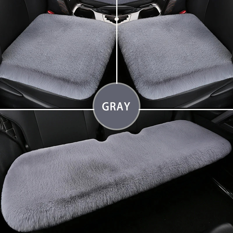 New Plush Rabbit Fur Car Seat Winter Warmth Thickened Wool One Piece Square Cushion For Main Driver Or Co Pilot