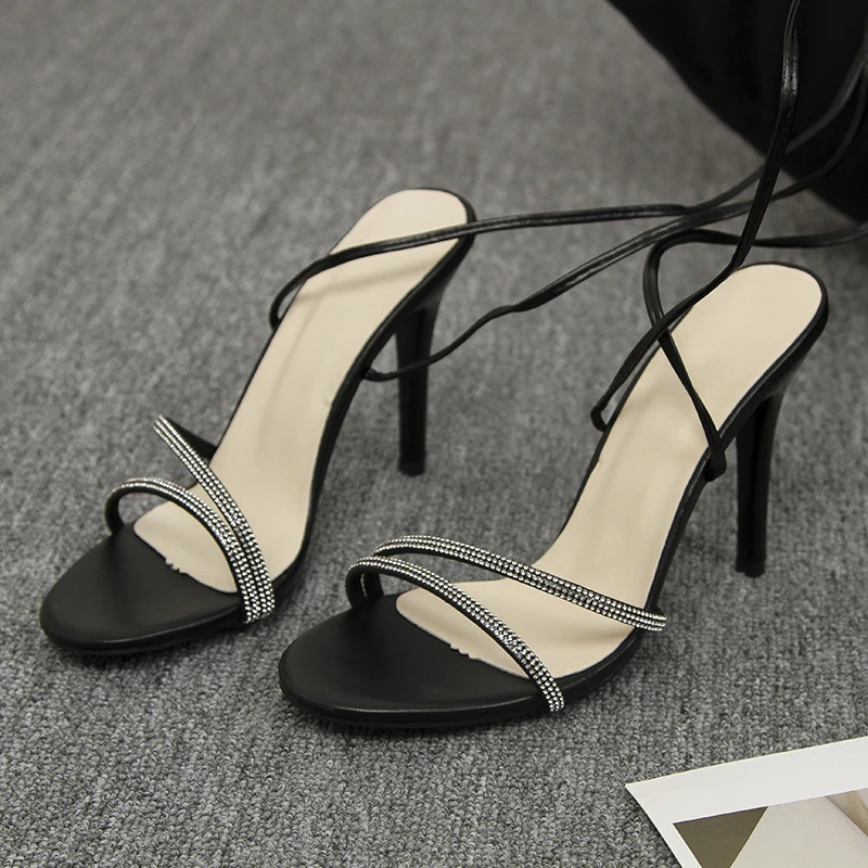 2024 Arrival Summer Fashion Sexy Cross Strap Stiletto Sandals Elegant Banquet Party High Heels Wedding Bridesmaid Shoes 241031