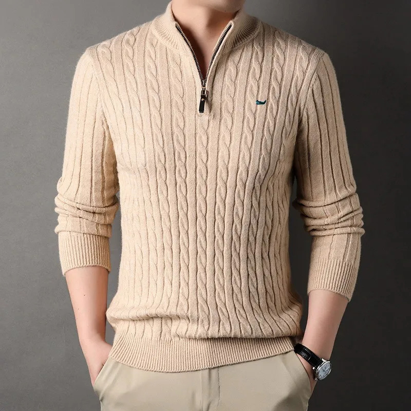 Wool Blend Pullovers Knitwear Sweater Mens Clothing Winter Male Coat Christmas Outerwear Woollen Soft Warm 241031