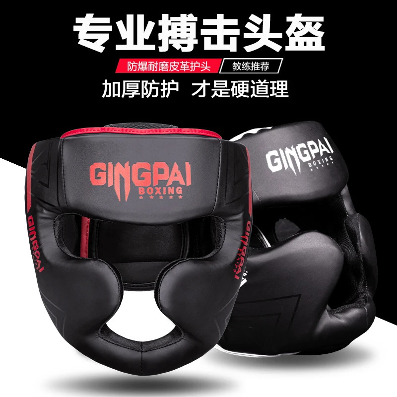 Fullcovered Pu Boxing Helmet Kids Adults Muay Thai Training Sparring Headgear Gym Equipment Taekwondo Head Guard 241030
