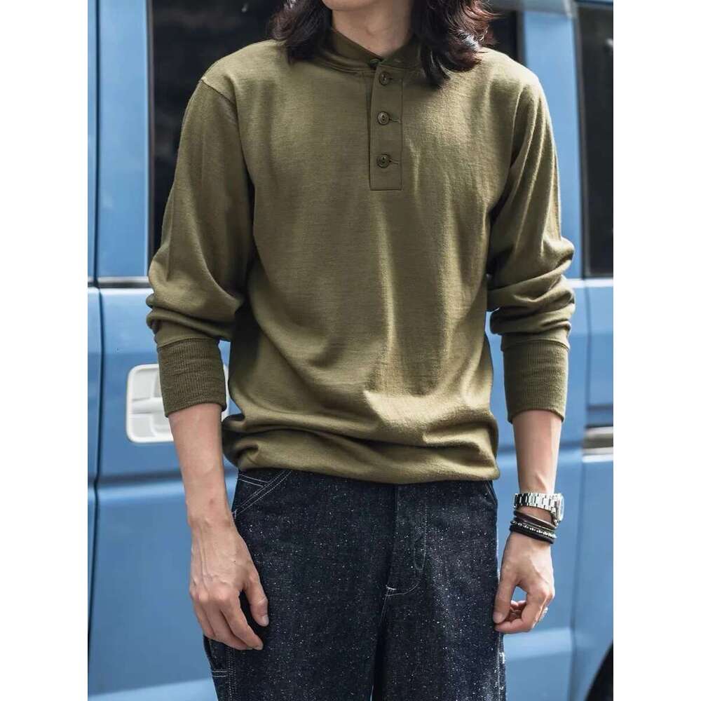 Red Bronson 100% Merino Wool Shirt Og-208 Jungle Sweater Men's Knit Jumper Olive Green