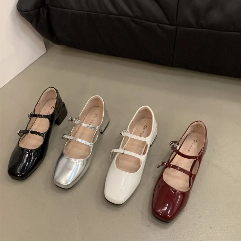 Women Mary Jane Lady Footwear Japanese Style Lolita Low Elegant Bow Leather Chunky Heel Shoes tos Mujer 241030