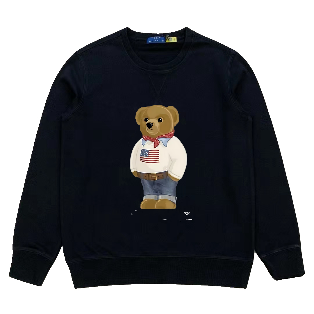 polos Men's hoodie Blue Teddy Bear Print Sweatshirt - Winter Pullover with Long Sleeves for Casual Wear (Sizes S-2XL)