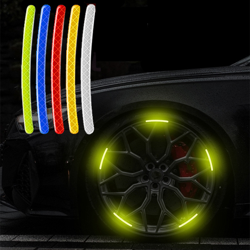 New Wheel Hub Reflective Stripes Door Handle Safety Car Rear Warning Tape Automobile Sticker Exterior Accessorie