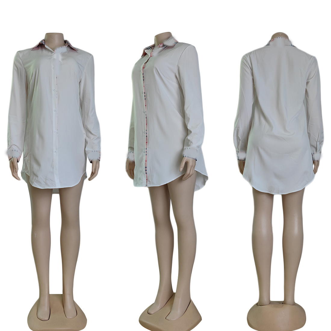 Casual Dresses Ladies' -selling Long-sleeved O-neck Fashion Sexy Temperament Tight Stitching Work Office Shirts Dress Wholesale