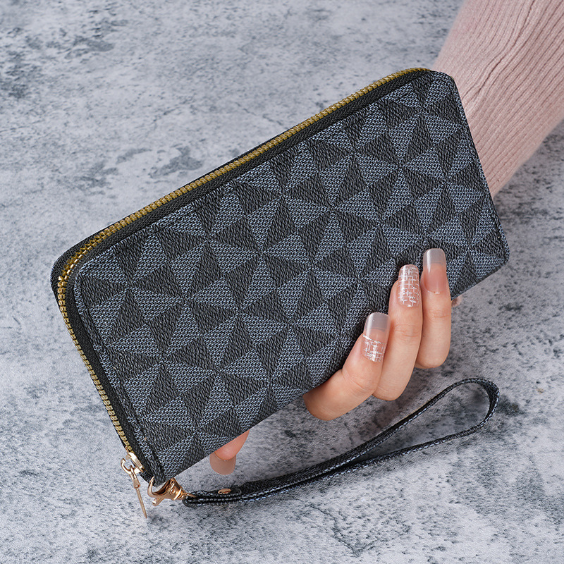 New designer's light luxury women's single pull used flower wallet, multifunctional handheld card bag, fashionable mobile wallet