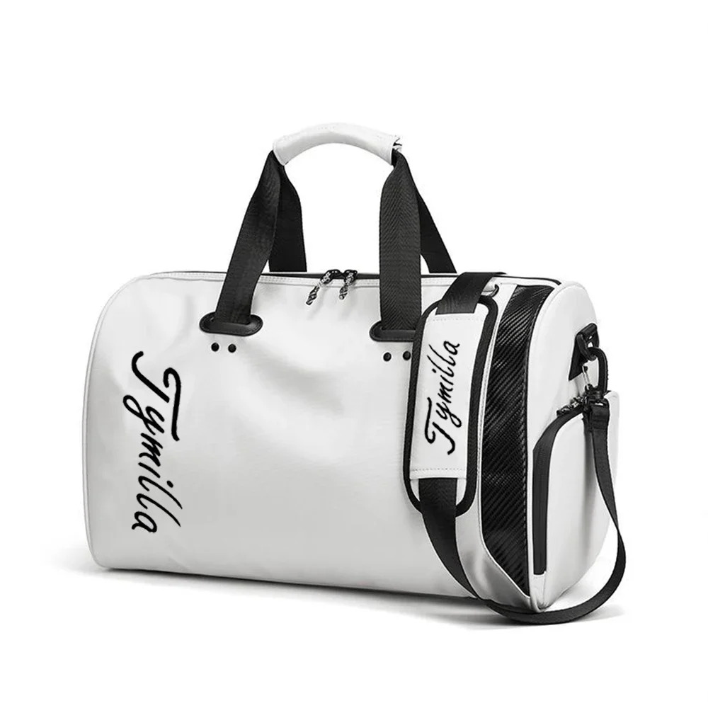 Tymilla 2024 New Golf Clothing Bag Simple Crossbody Large Capacity Pu Waterproof Independent Shoe Area Outdoor Sports