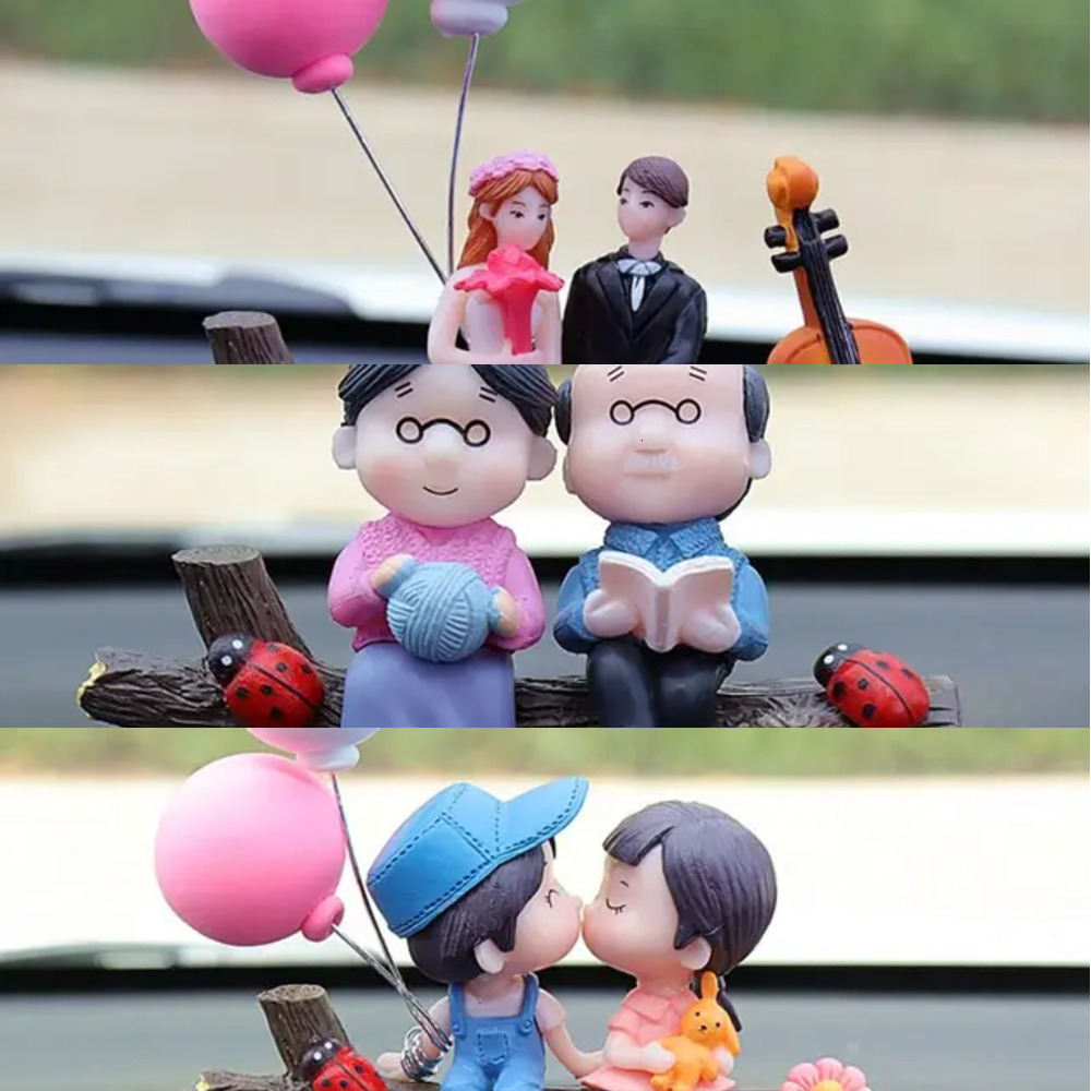 New Car Decoration Cartoon Cute Couples Action Figure Figurines Balloon Ornament Auto Interior Dashboard Accessories For Girls Gifts