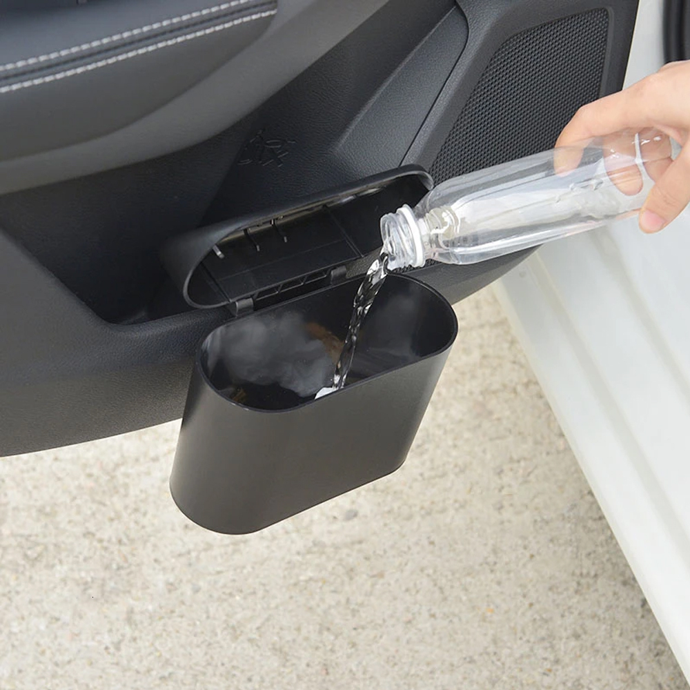 New 1L Car Interior Storage Case Trash Bin Push Can Mini Tray Dustbin Garbage Box Door Seat Clip Stand Holder Automotive Accessories