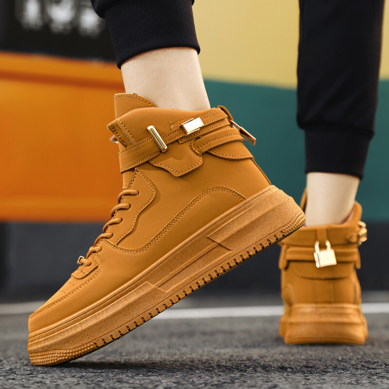 Hot Fashion Brown 2024 Designer High Top Comfortable Platform Shoes Men Casual Mens Skateboard Sneakers