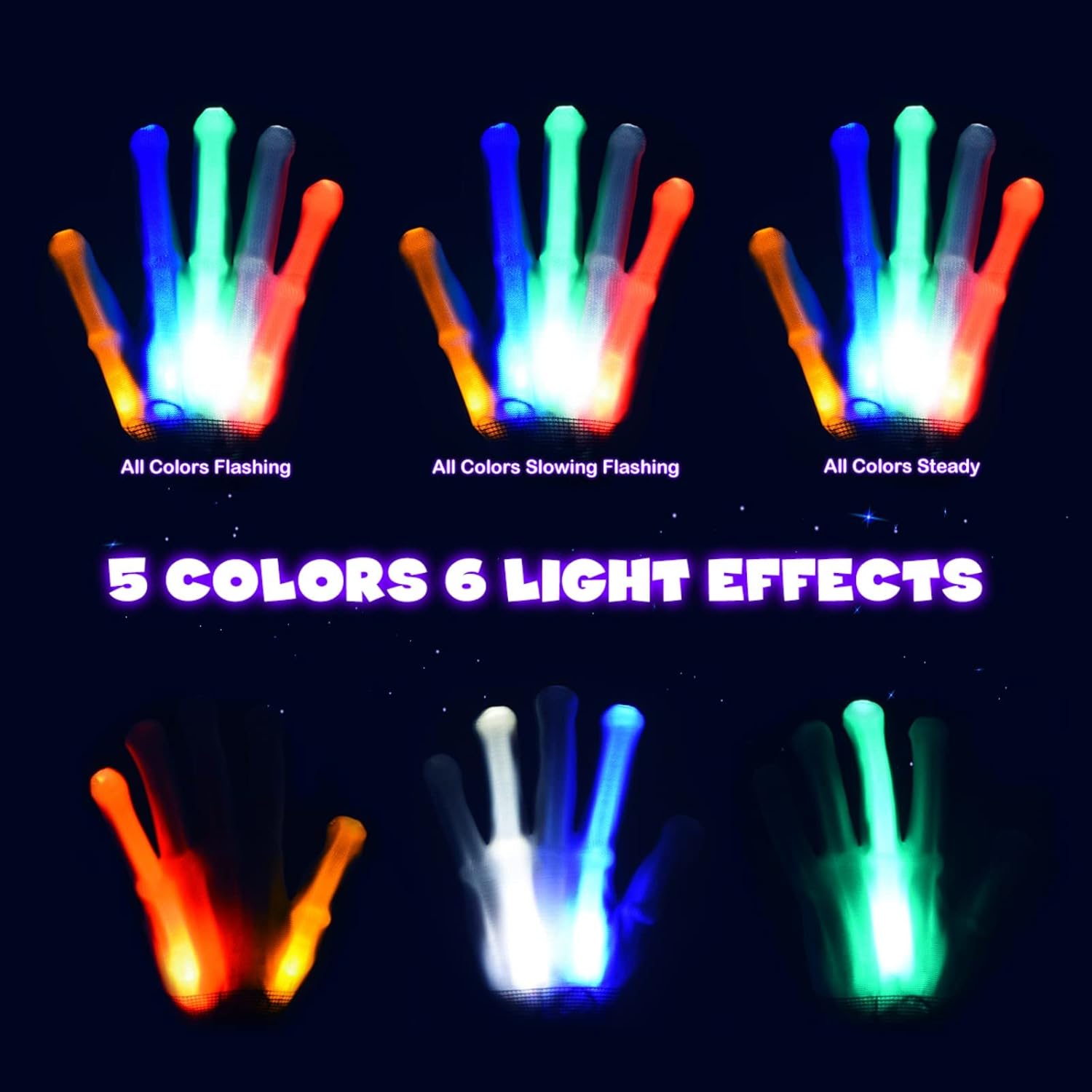 Universal Cool Toys LED Gloves,Boys Girls Toys With 6 Flash Mode, Great Stocking Stuffers for Halloween Christmas Birthday Parties,Fun Toys Gift for A