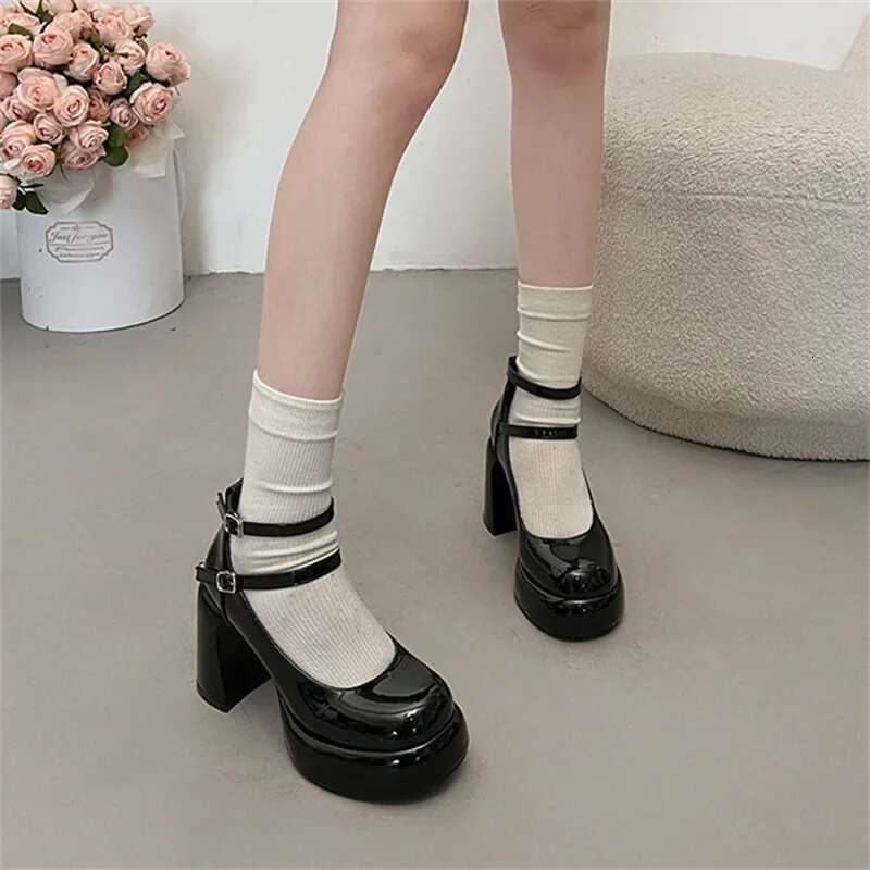 Mary Jane For Women Girls Fashion Brand Chunky Heel Wedding Dress Shoes Spring New Pumps Classic Double Buckle