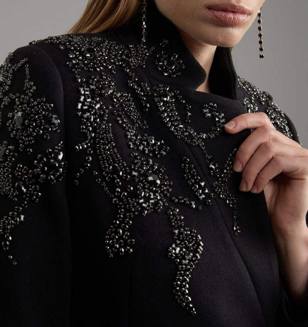 Beading Women Long Blazer Dress With Belt Luxury Pearls Prom Evening Guest Formal Wear Custom Made Jacket One Piece