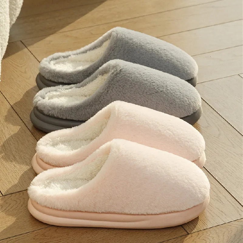 Winter plush slider womens soft platform fluffy slider leisure apartment mens comfortable coupler compact anti slip bedding 241031