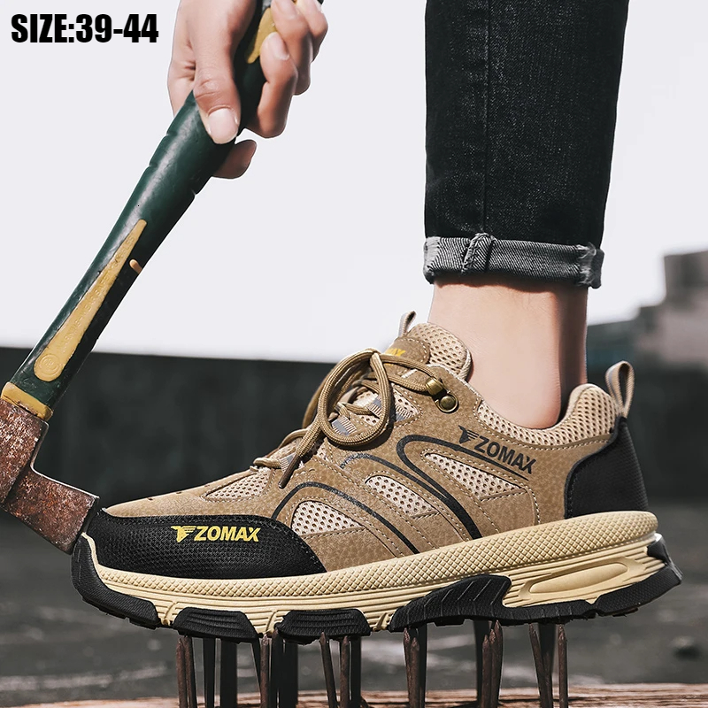 Designer Men's Outdoor High Quality Construction Site Comfortable Steel Head Manufacturer Direct Sales Non Leather Leisure Safety Hiking Shoes