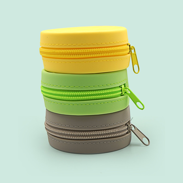 New designer's minimalist silicone wallet, circular headphone storage bag, data cable, coin box, mini wallet that can be printed