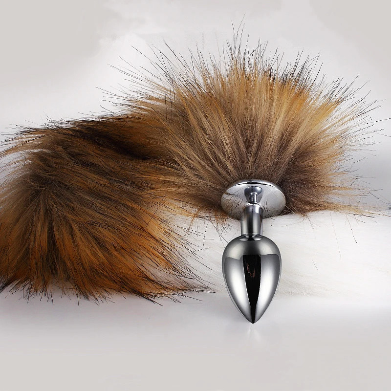 Fetish Slave Role Play Butt Bondage Restraints Brown White Pointed Fox Tail Anal Plug Sextouse Woman Exotic Intimates Accessorie 241031