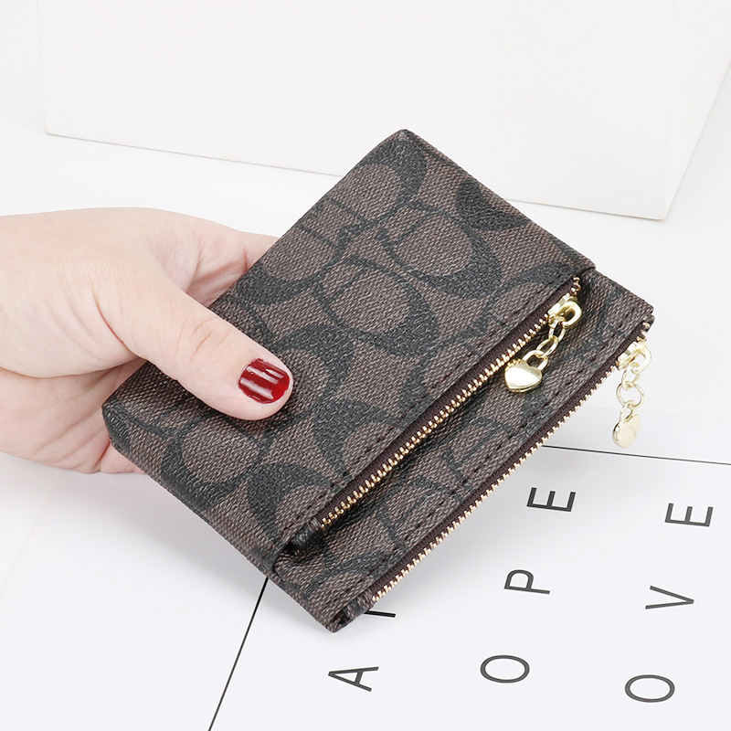 New Designer Zipper Zero Women's Handheld Mini Card Short Wallet Key Coin Bag