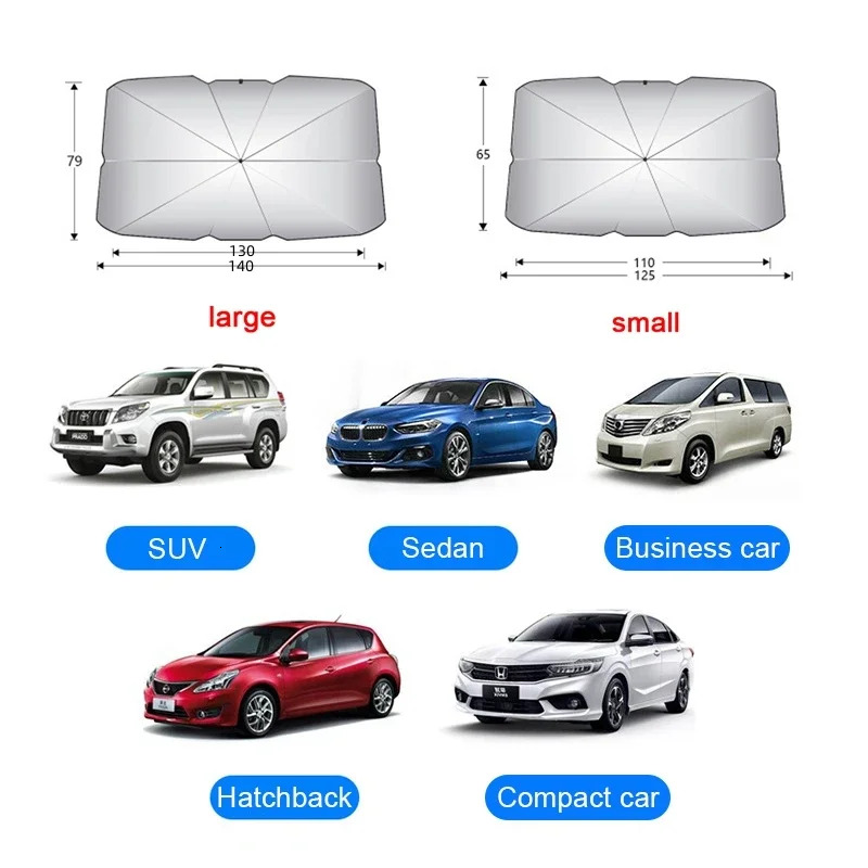 New Car Shield Sun Screen Front Block Protection Heat Insulation Telescc Umbrella Handle Can Be Bent Shading Curtain