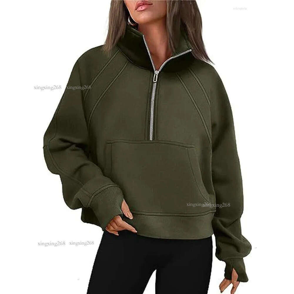 Women's Sweaters Half Zipper Short Stand Up Collar Plush Monochromatic Sweat Shirt European And American Cross Border Autumn Winter