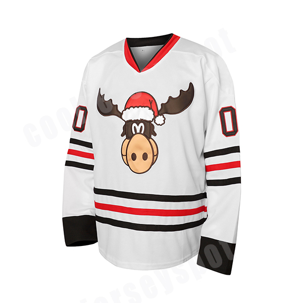 Customizable holiday white hockey sweater pullover, suitable for men/women/youth - customizable with any name and number