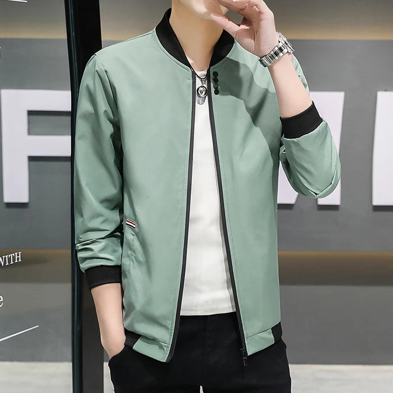 2024 Spring and Autumn Mens Jacket Coat Simple Solid Baseball Neck Zipper Windbreaker Coat Cycling Coat 241031