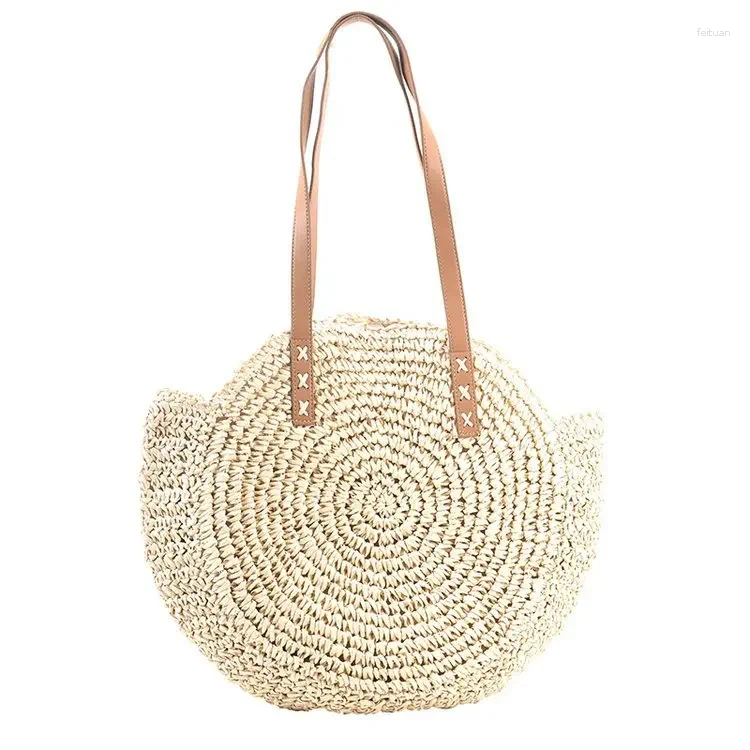 2025 NEW Totes Women's Hollowed Out wers Handbags Round Straw Shoulder Bags Fashion Casual Woven Lage Capacity Bag Beach Tote Retro zhanyishengli