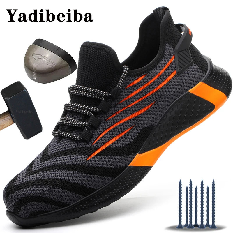 Steel Toe Work Shoes Sneakers Men Breathable Lightweight Work Shoes Men Women Safety Sneakers Boots Anti-Smash Protective Shoes 241031