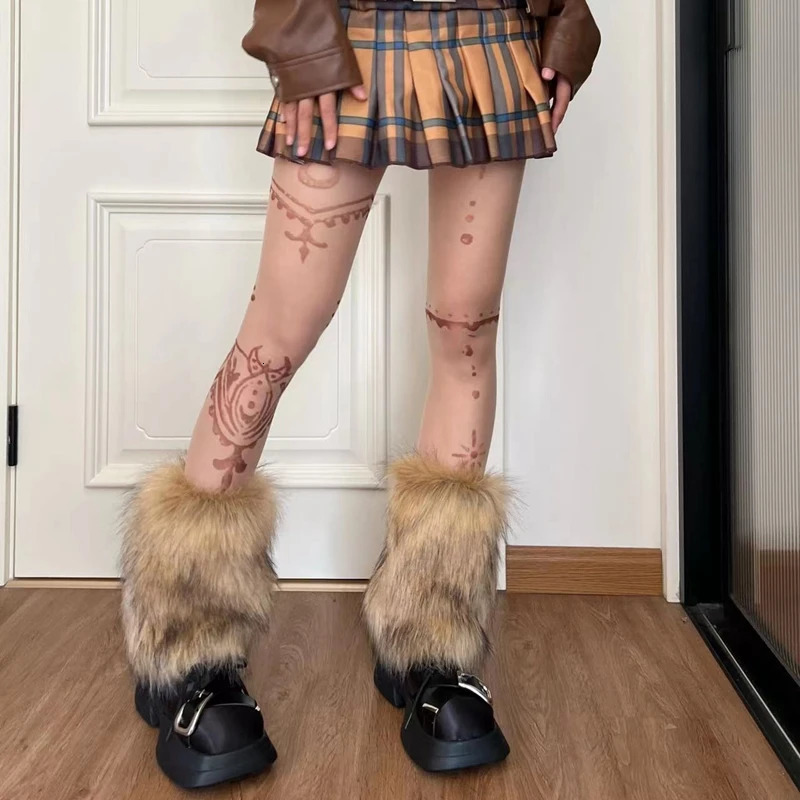 Faux Fur Boot Toppers Women Winter Leg Warmers Fluffy Furry Boot Cuffs Cover Party Costume Accessories Warm Leggings 241031