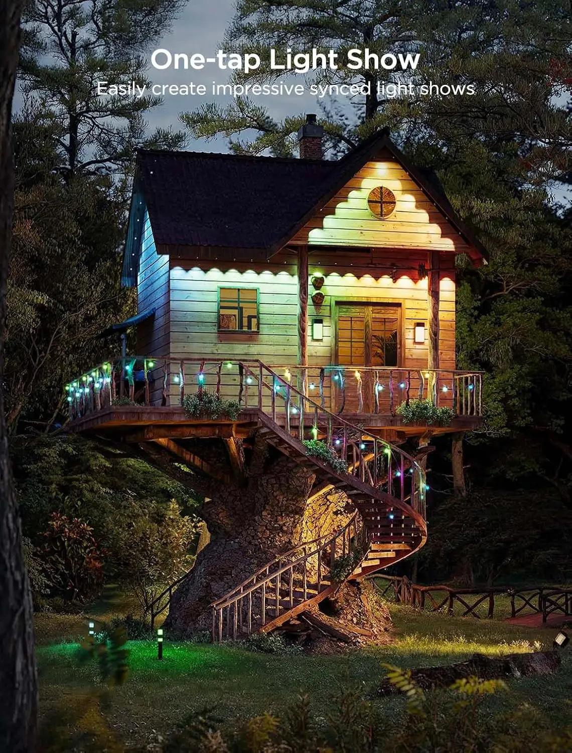 Permanent outdoor light 2100 feet RGBIC outdoor light with 72 LED lights IP67 waterproof 100 scene modes with 40lm white color 241025