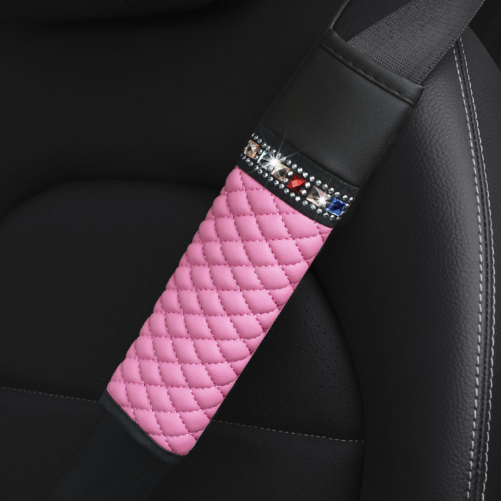 New Bg Rhie Crystal Universal Seat Belt Pads Cover Soft Comfort Plush Shoulder Strap Harness Pad For Car Bag