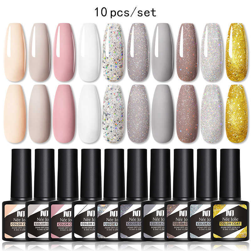 Nee Jolie New Manicure 10-Color Varnish Nail Phototherapy Gel Set Primer Cover W240824
