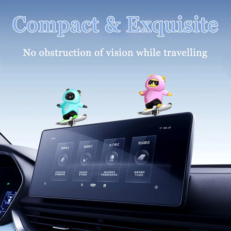 New Automatic Sliding Skateboard Bear Alloy Cute Cartoon Scooter Center Console Ornaments Creative Car Decoration Accessories