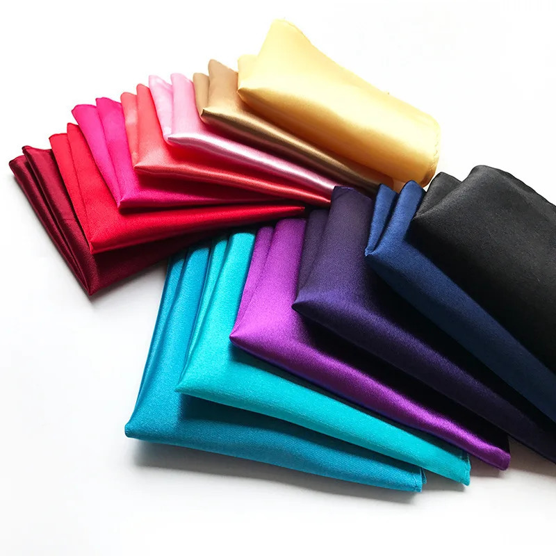 Mens Handkerchief Solid Color White Black Red Hankies Polyester Hanky Business Pocket Square Chest Towel 2222CM 241030