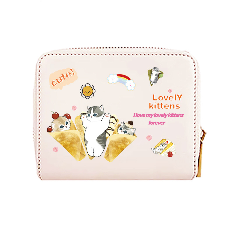 New designer wallet card bag integrated with cute ladies' cartoon cat, large capacity Instagram, compact Korean version, anti demagnetization