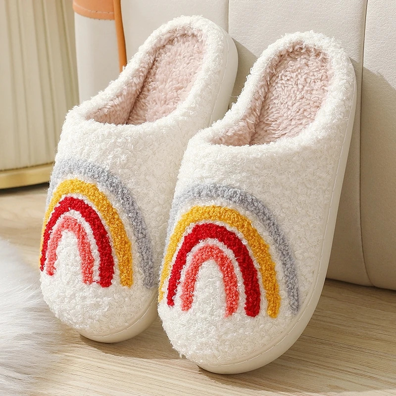 Autumn and Winter Womens Indoor Sliding Block Mens Cotton Anti slip Soft and Warm Sliding Block Home Shoes Couple Simple Plush Sliding Block 241031