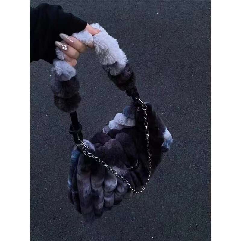 2025S Designer S New Model Chic Fall Winter Accessory Multi Color Tiedye Plush Crossbody Bag With Adjustable Strap
