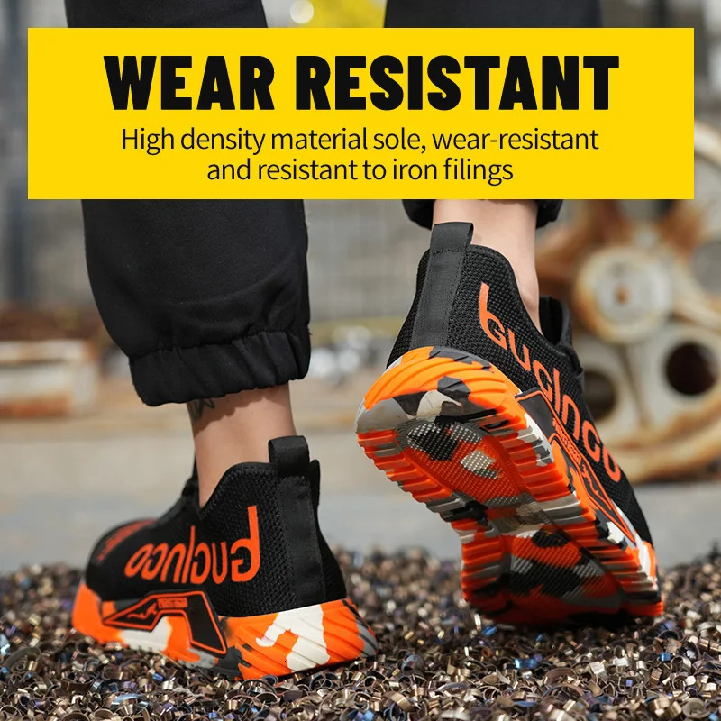 Fashion Sports Shoes Work Boots Puncture-Proof Safety Shoes Men Steel Toe Shoes Security Protective Shoes Indestructible 241031