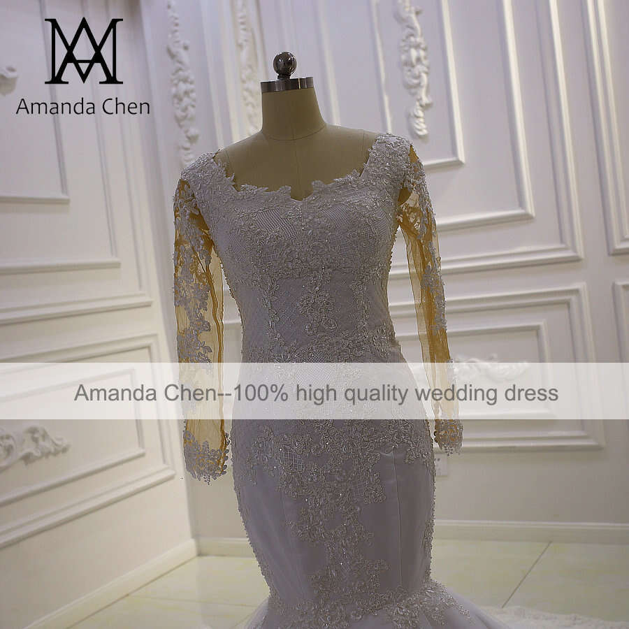 Long Sleeve Lace Appliques Detachable Skirt Wedding Dress