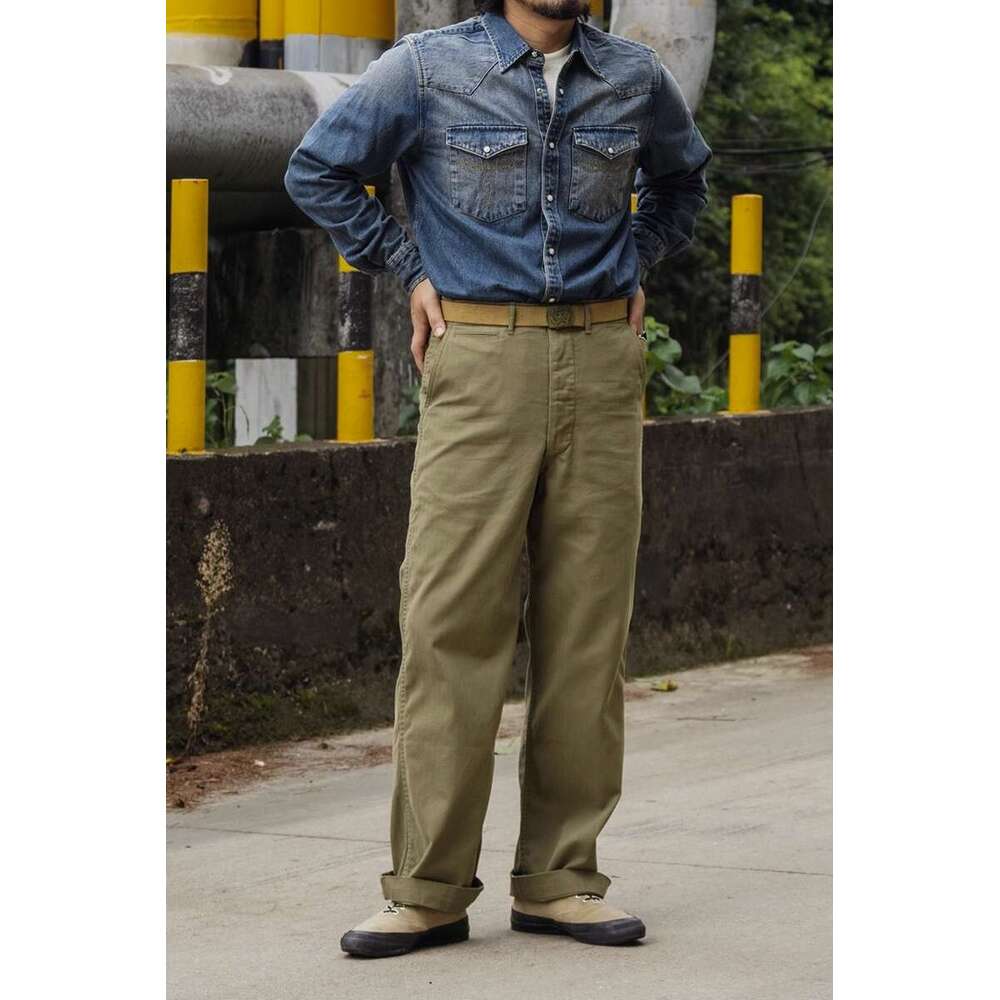 Bronson M-41 Herringbone Twill Utility Pants Vintage Workwear Trousers Straight Fit