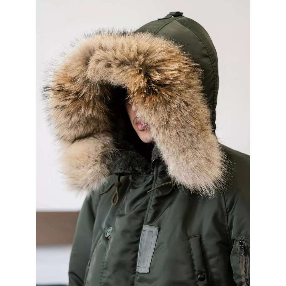 Red Tornado Type N-3B Snorkel Parka Winter Men's Mid Length Insulated Coat With Fur Collar