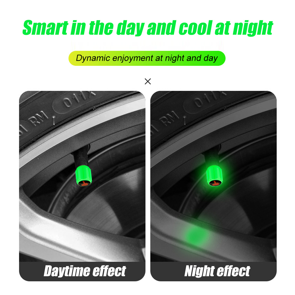 New AQTQAQ 4Pcs Luminous Wheel Tire Vae Caps Plastic ABS Dust Proof Tires Accessories Tyre Stem Cover For Car Motorcycle Bike