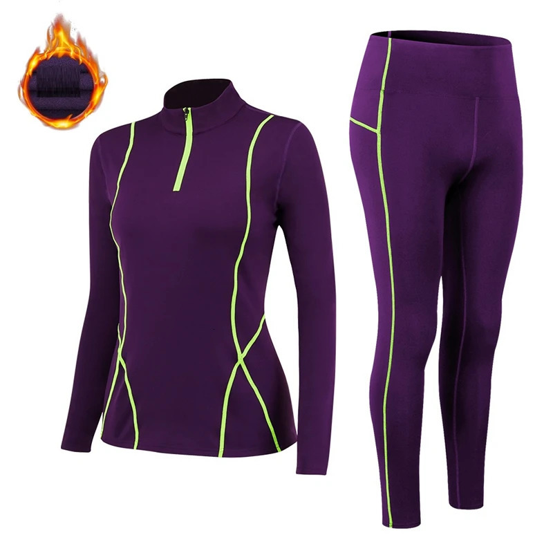 Thermal Underwear Women Mock-neck Sets Thin Fleece Fitness Shapewear Elastic Winter Female Clothing Undershirts and Underpants 241031